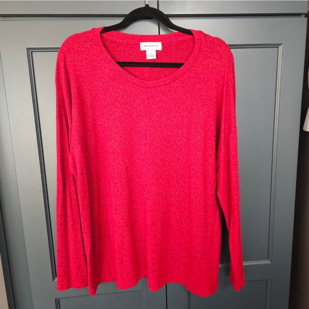 Long Red Sweater Liz Claiborne Size XL Covers your Butt 👌😉 👀